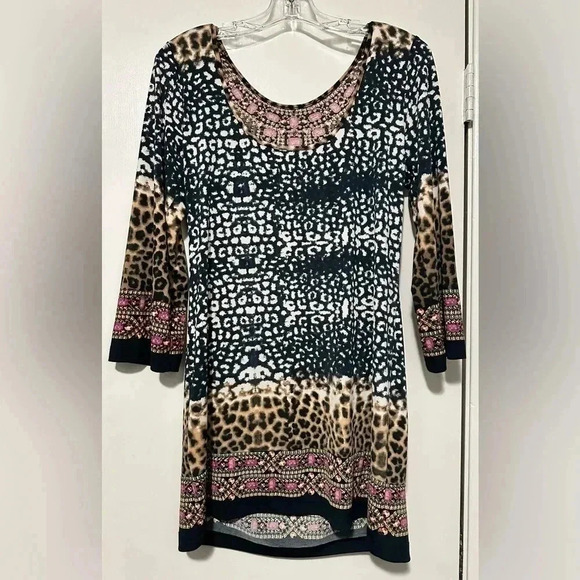ECI New York jeweled animal print dress size M - Picture 3 of 7